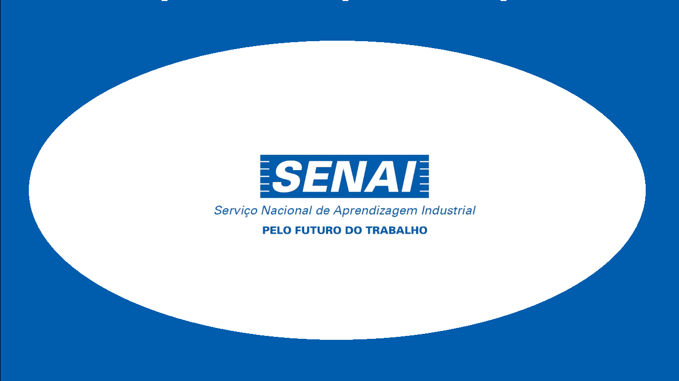 Logotipo Senai com fundo azul.