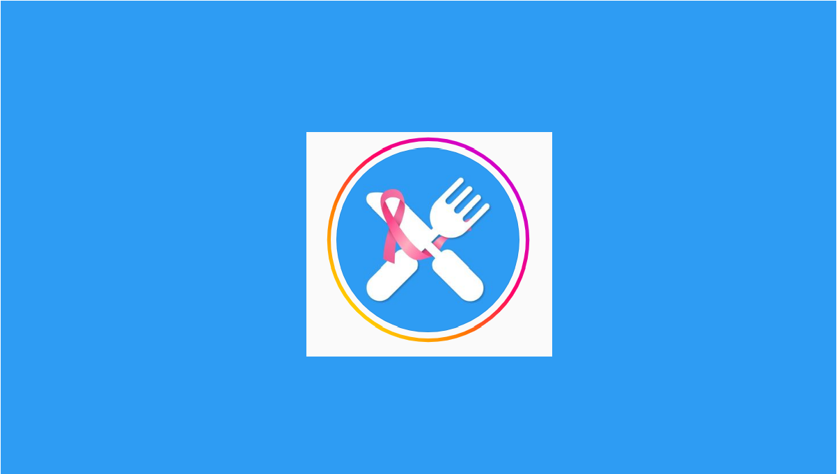 Logotipo Alimente-se dentro de quadrado branco com fundo azul.