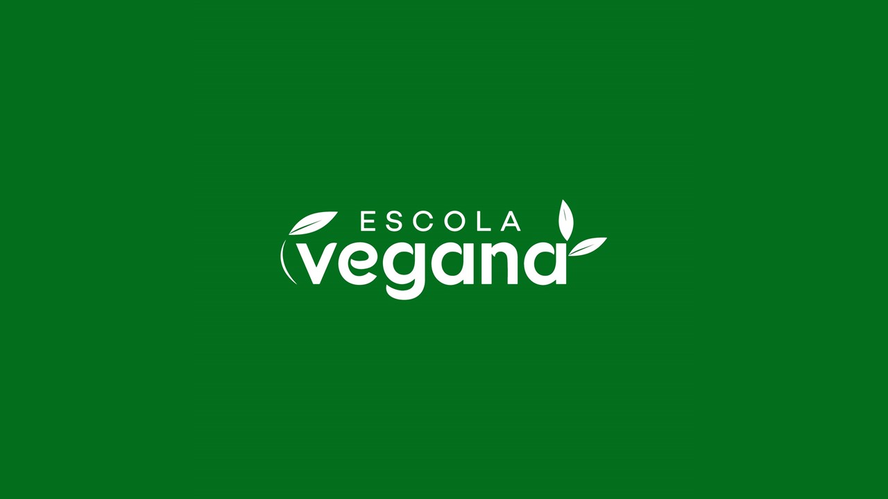 Logo Escola Vegana com fundo verde escuro