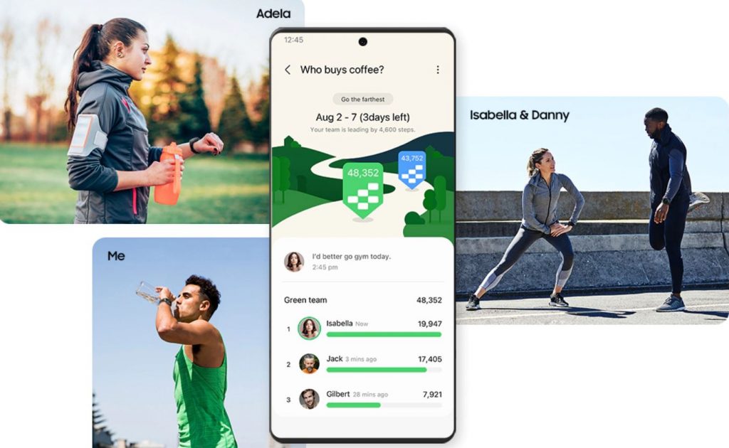 Interface do app com fotos de exercícios