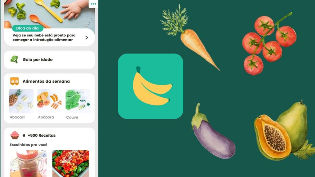 Logo do app com interface e frutas