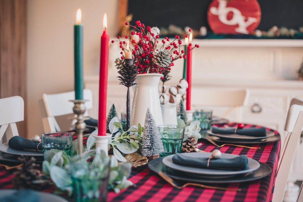 Decoração de mesa natalina