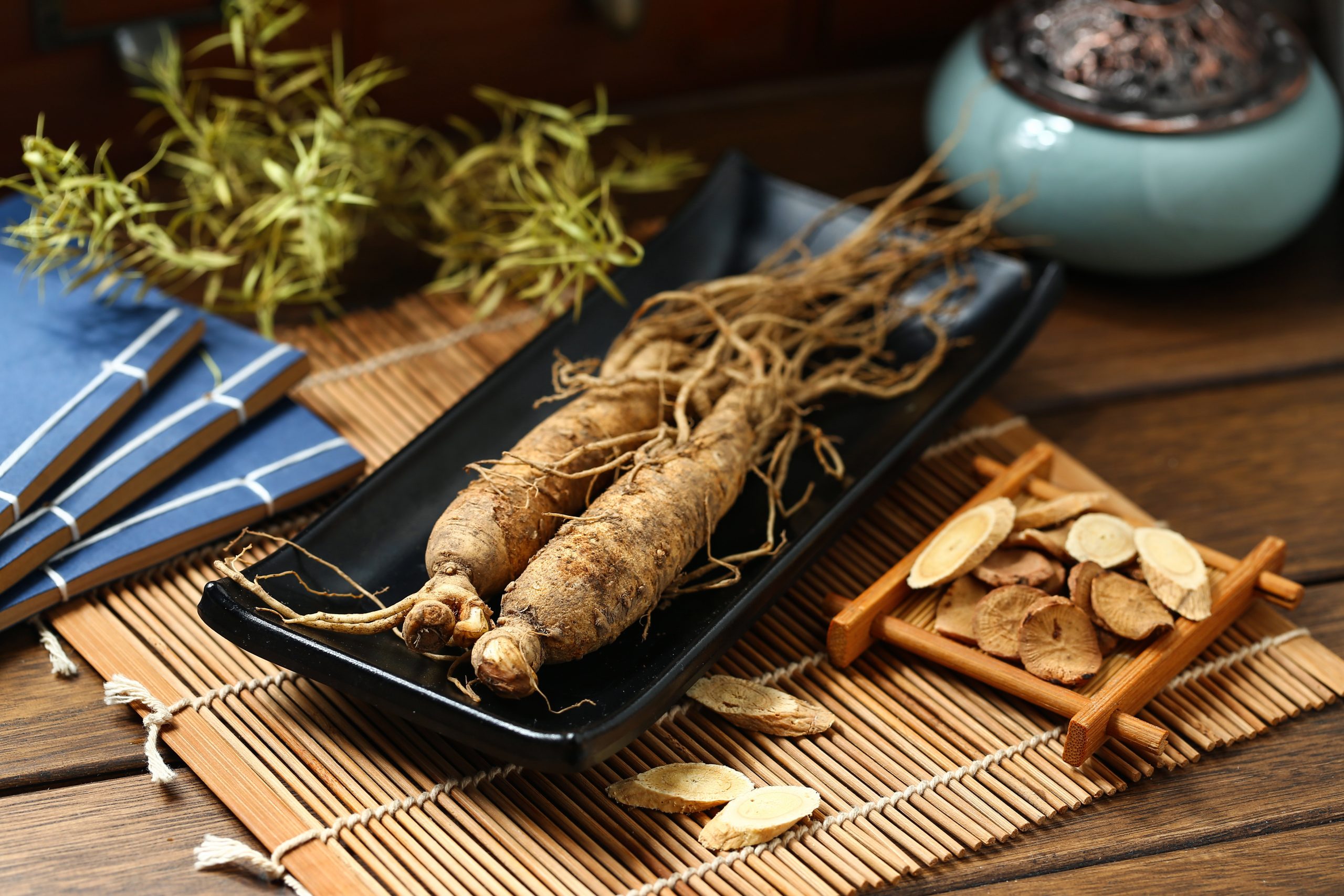 Ginseng em cima de prato