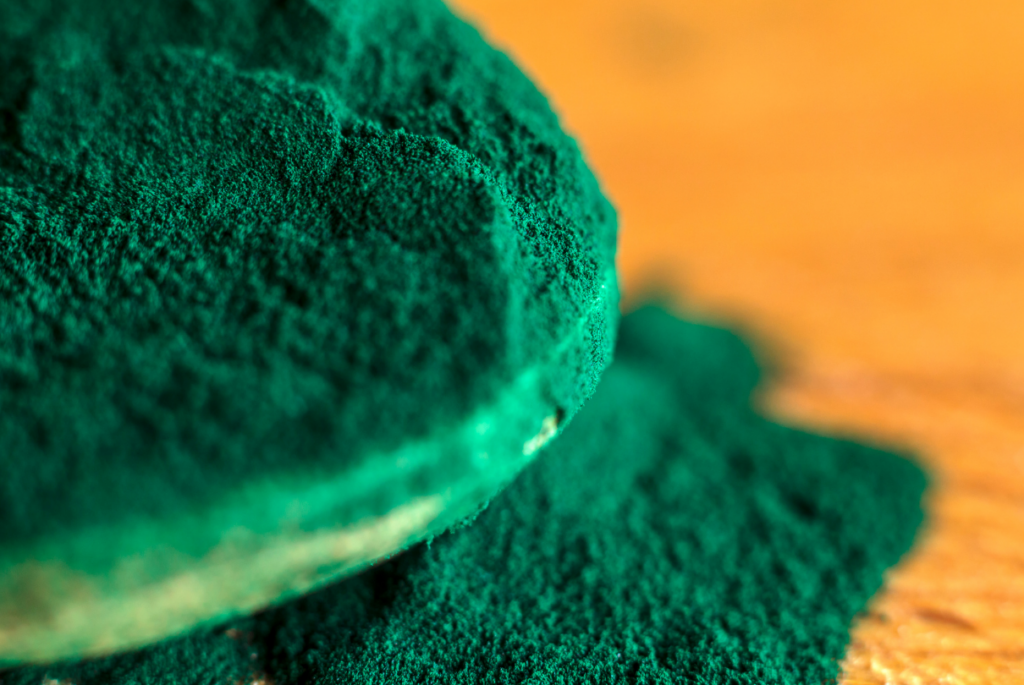 Cumbuca e pó de spirulina