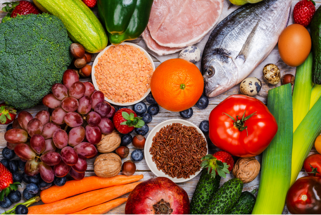 Alimentos de uma dieta mediterrânea