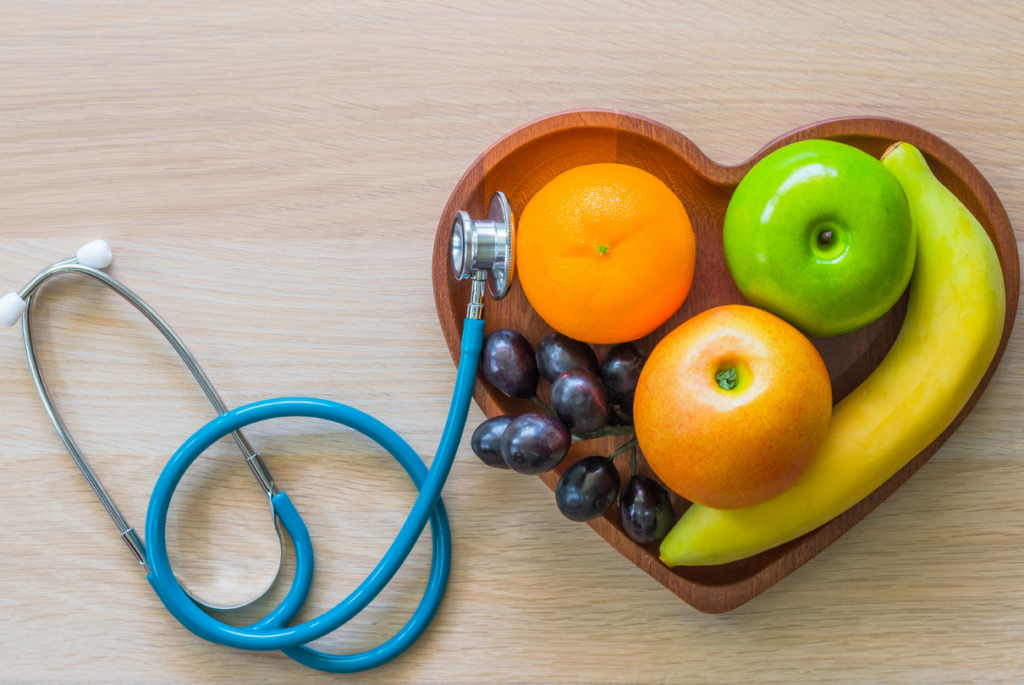 Alimentos e estetoscópio