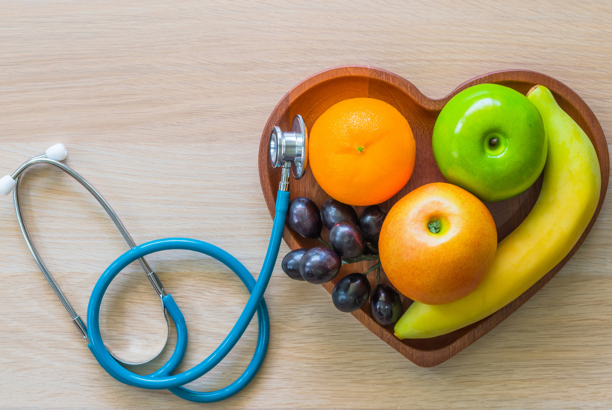 Alimentos e estetoscópio