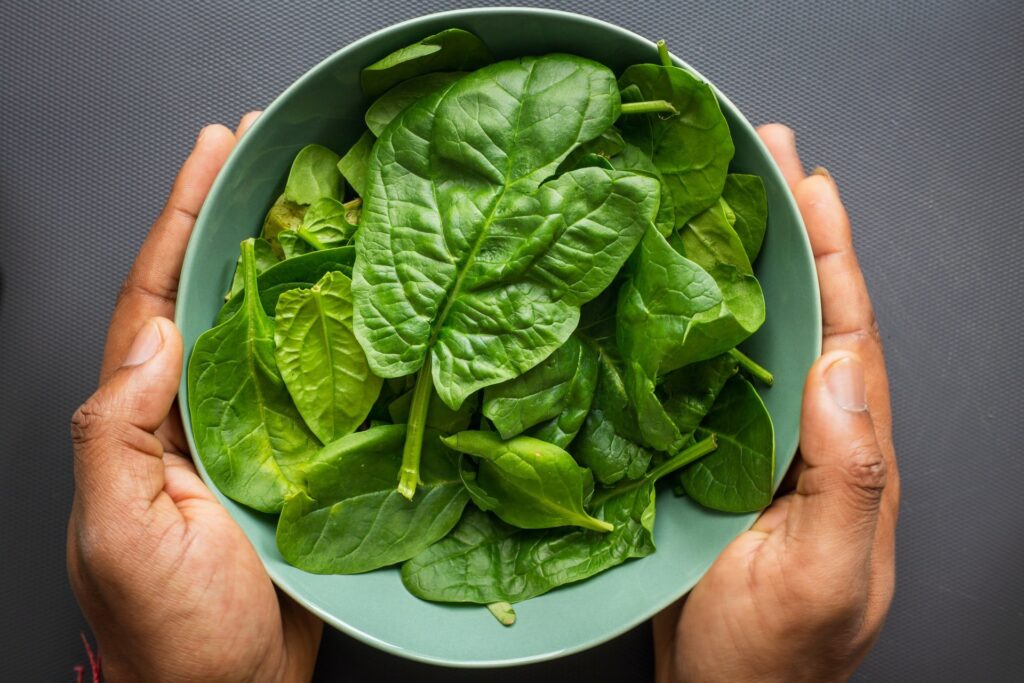 Folhas verdes, que possuem vitaminas boas para o cérebro