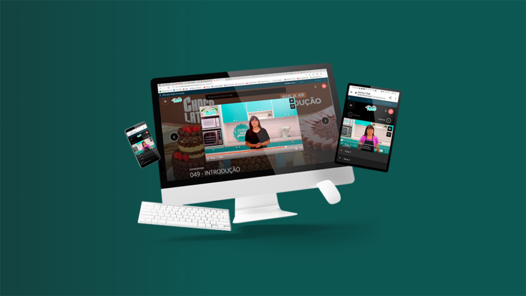 Curso completo Clube da Mah em telas de celular, computador e tablet