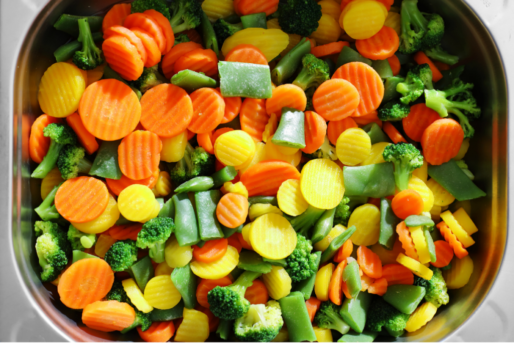 Legumes cozidos no vapor