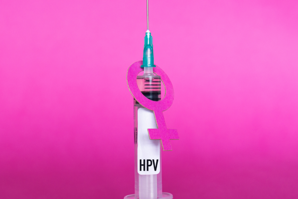 Vacina para HPV com símbolo feminino