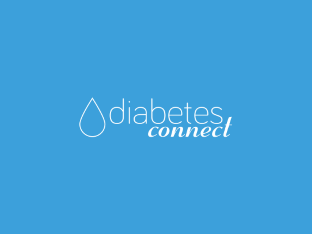 Logotipo Aplicativo Diabetes Connect em fundo azul