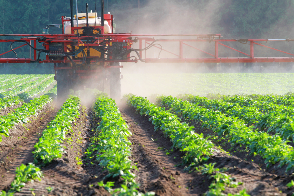 plantação com agrotóxicos