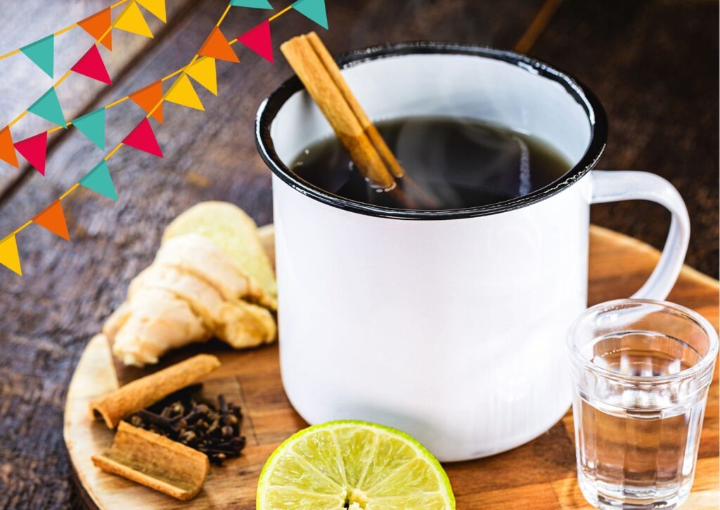 imagem com fundo junino com bebidas para festa junina