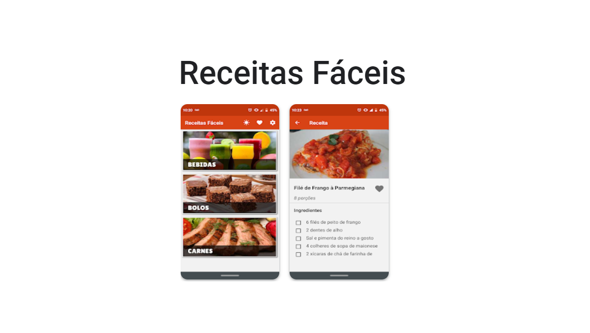 Logotipo Receitas Fáceis com 2 celulares