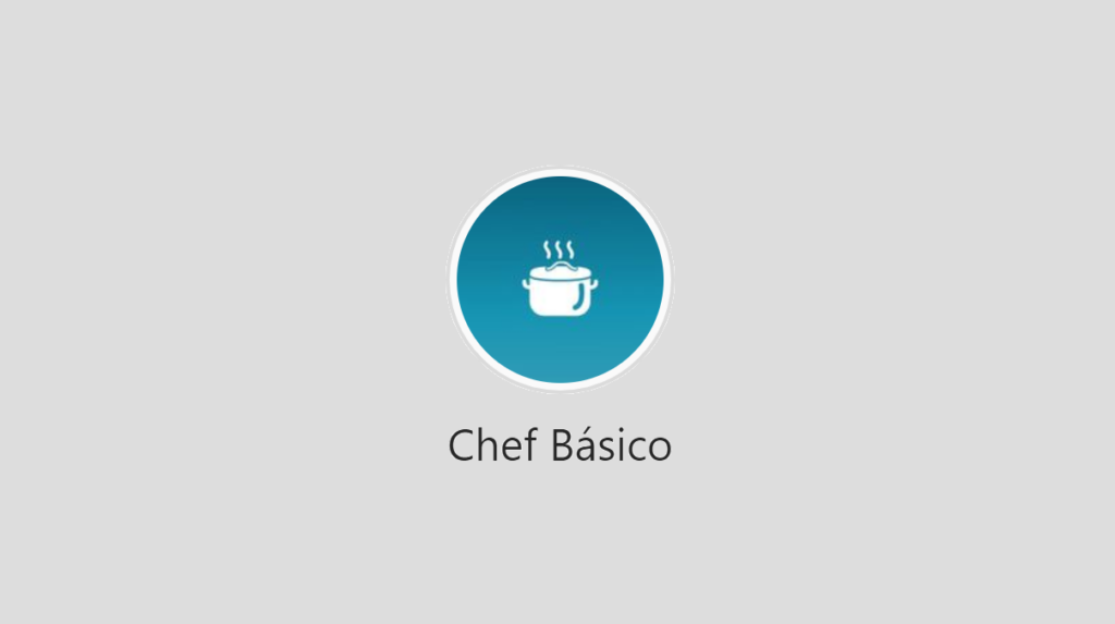 Logotipo Chef Básico com círculo azul em fundo cinza claro