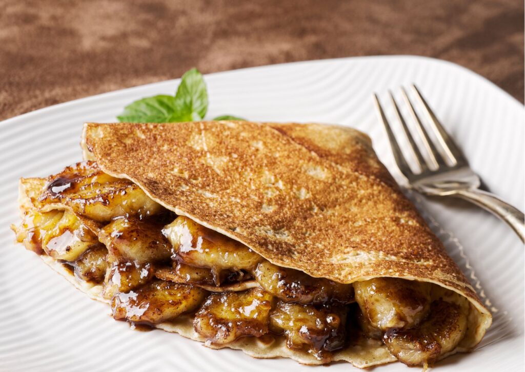 imagem com uma receita de crepioca de banana