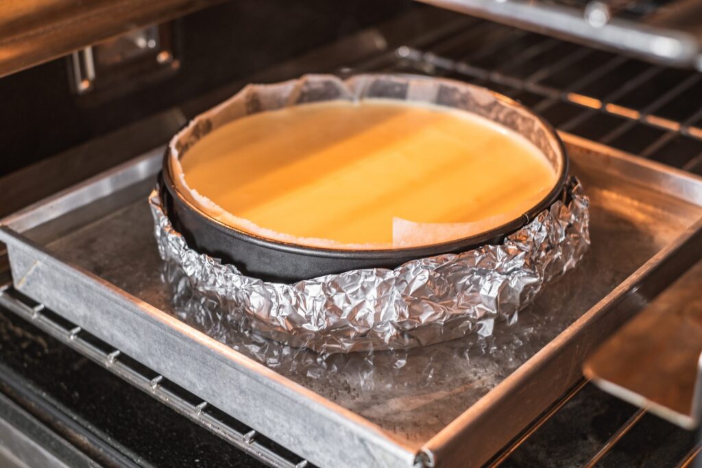 Cheescake assando em banho maria