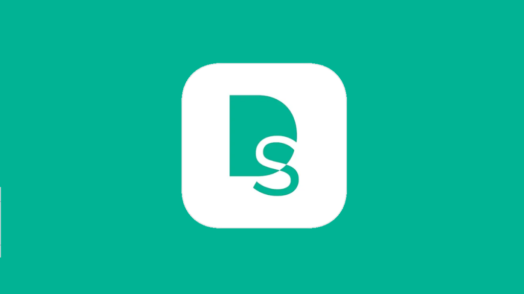 Logotipo DietSmart dentro de quadrado branco em fundo verde água.