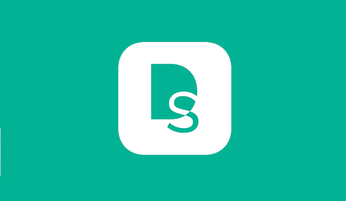 Logotipo DietSmart dentro de quadrado branco em fundo verde água.